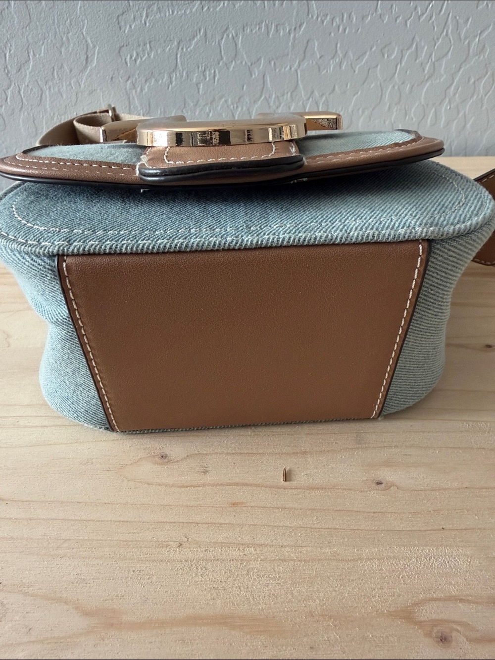 True Religion Denim Blue and Tan Crossbody NWOT - Picture 5 of 7